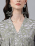 Light Green Pure Cotton Floral Printed Flared Kurta